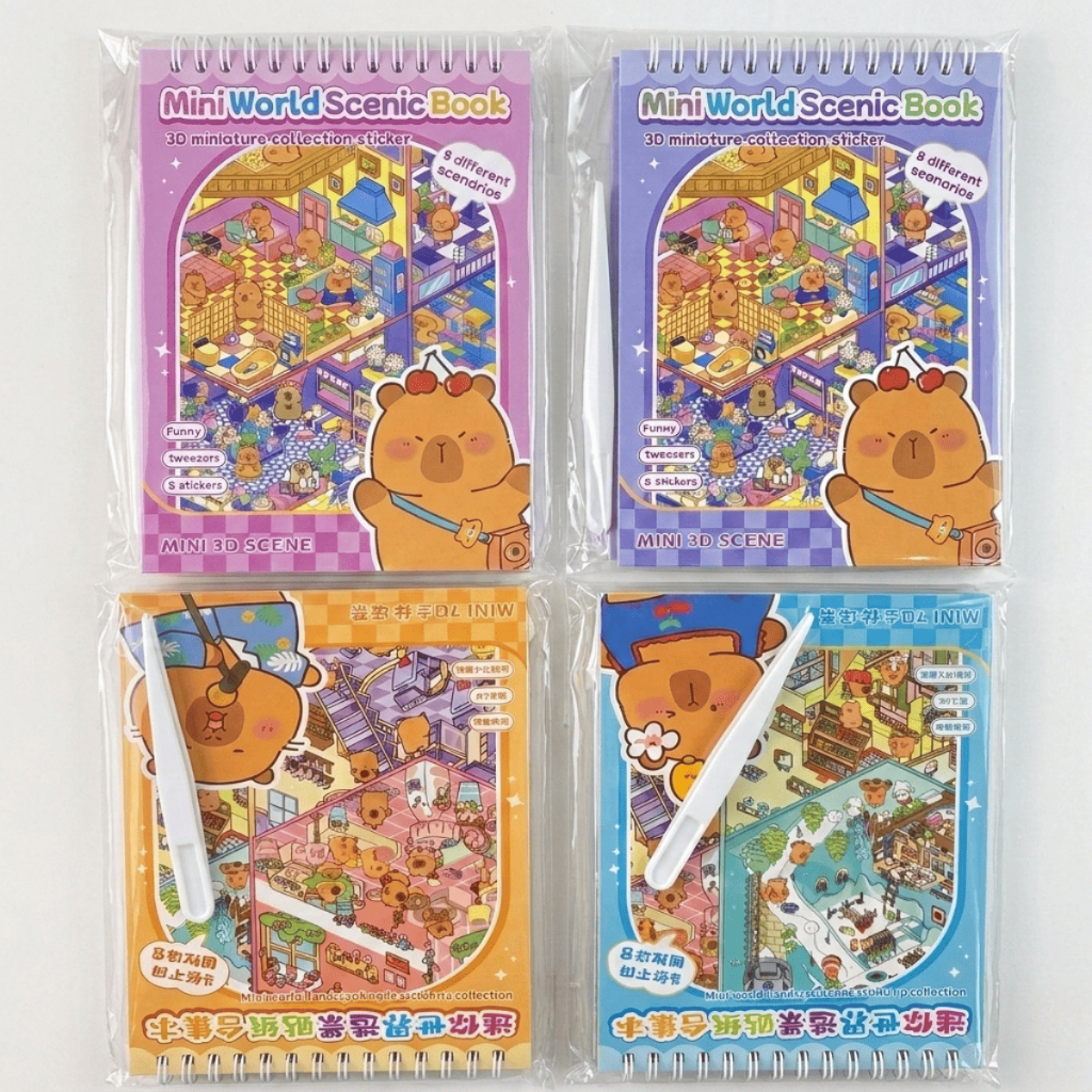 Caderno Adesivos 3D Cenários + Pinça 500 Stickers Book Mini Scrapbook Diy Mundos Livro Infantil Montar E Decorar em Oferta na Shopee
