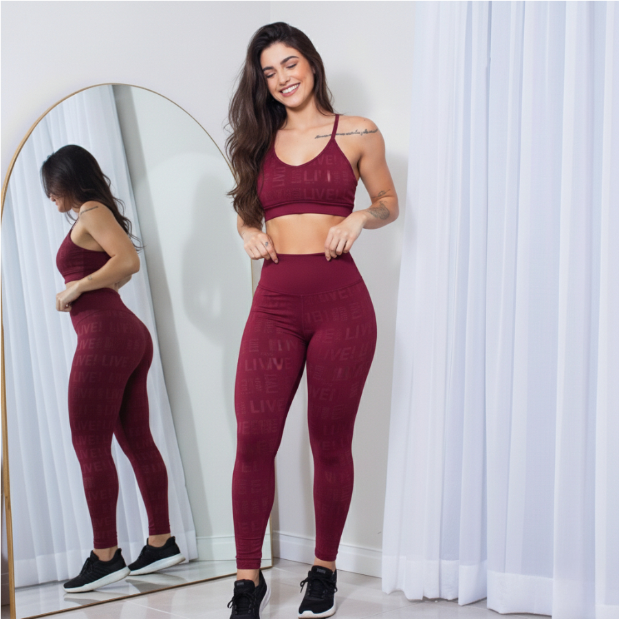 Conjunto Fitness Feminino Legging Cintura Alta Academia + Top Cruzado Modela Corpo Sem Transparência 36 ao 44