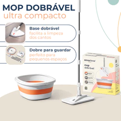 Mop Esfregão Balde Retrátil Compacto Dobrável Giratório Com Refil Microfibra