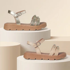 Sandália Infantil Menina Estilo Tratorada Confortável Resistente Detalhes Metal