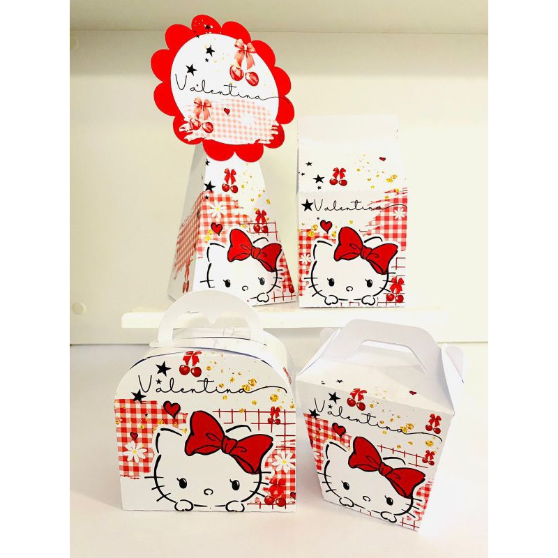 Kit Caixa Personalizadas Hello Kitty Vermelha   - PEGUE E MONTE | Mesversarios, Aniversários, Festa | Infantil