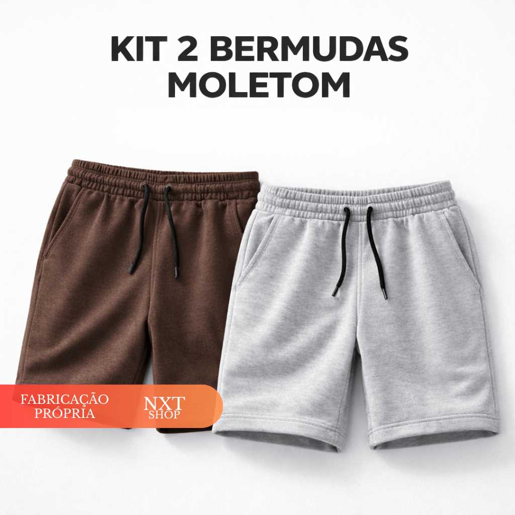 Kit 2 Bermuda de Moletom Com Amarração Elástico Shorts Academia Treino Verão Bolsos Fundos do P ao GG casual