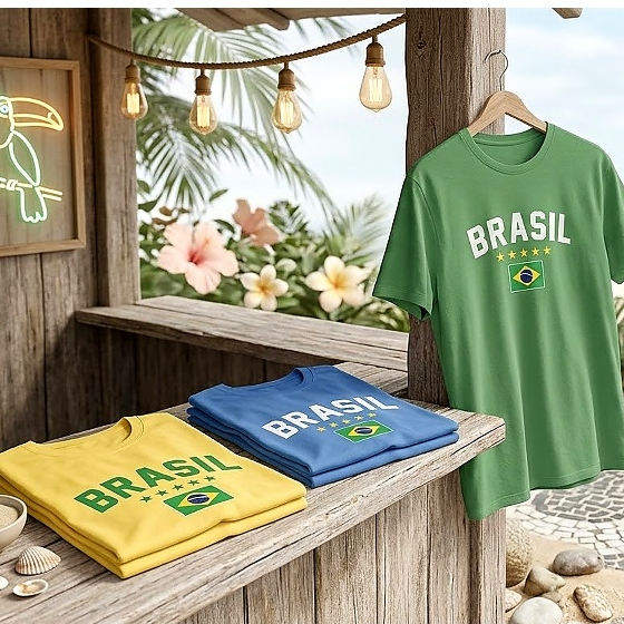 Camiseta Estampada Brasil Masculina Feminina 100% Algodão Seleção Brasileira HEXA