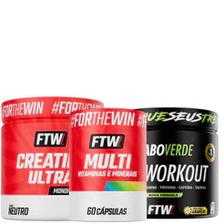 Kit Creatina Ultra 300g + Pré Treino Diabo Verde 150g + Multivitamínico 60 Cápsulas - FTW