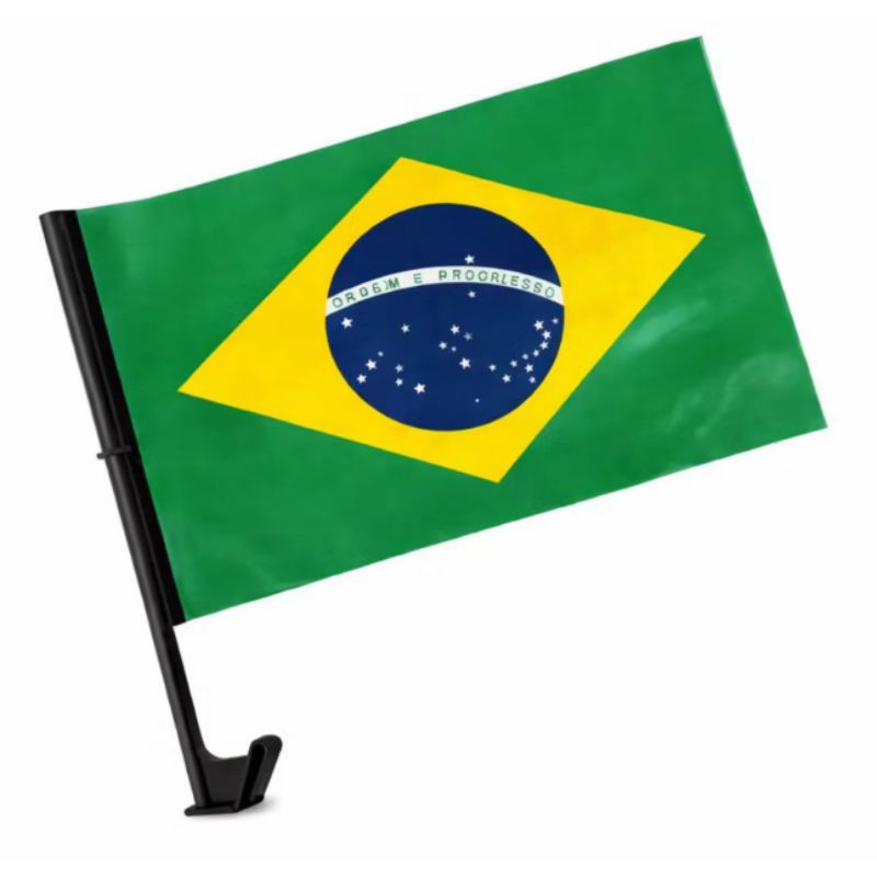 Bandeira do Brasil para Carro com Suporte 45x30cm | Bandeira Torcida Seleção Brasileira