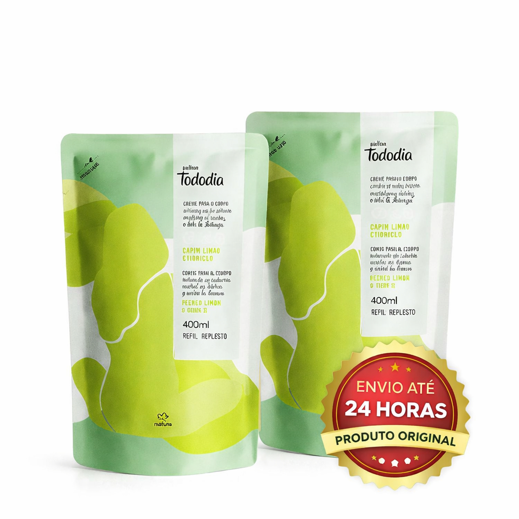 Kit Econômico com 2 Refis Creme Nutritivo Corporal Tododia Capim Limão e Hortelã Natura