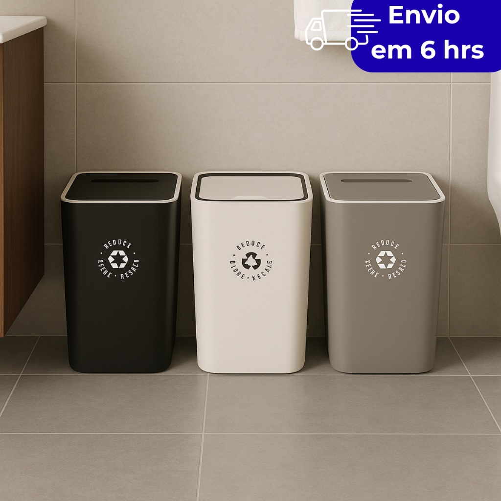 Lixeira Tampa Click 15L Para Cozinha Banheiro Escritório Design Moderno Multiuso Elegante em Oferta na Shopee