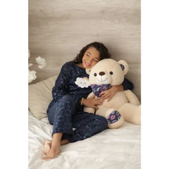 Smara Modas Pijama Fleece Infantil Longo Bordado Texturizado Confortável do 10 ao 14