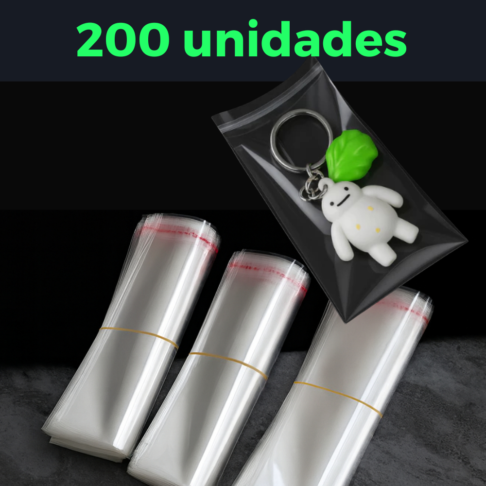 200 Saquinhos Plásticos com Lacre Adesivo - Saquinho Plástico Transparente Multiuso