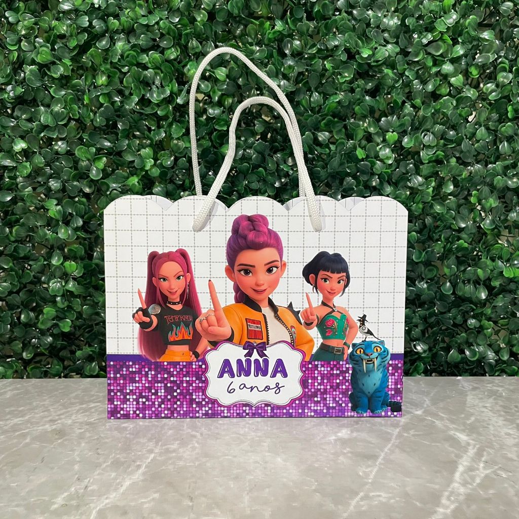 PEGUE E MONTE Sacolinha K Pop Guerreiras Personalizada com Nome e Idade - Lembrancinha Festa Infantil-