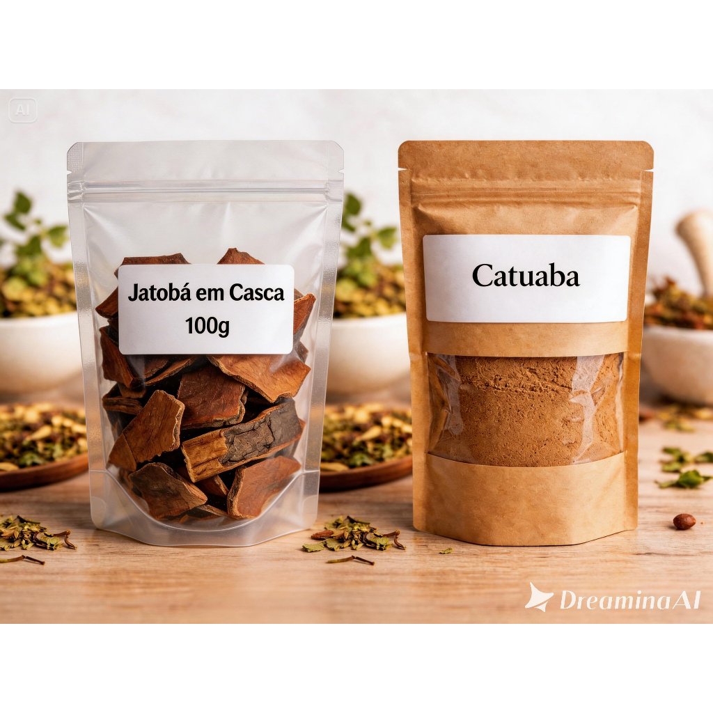 Kit Natural Jatobá em Casca + Catuaba em Pó 100g Cada Ervas Naturais para Chá
