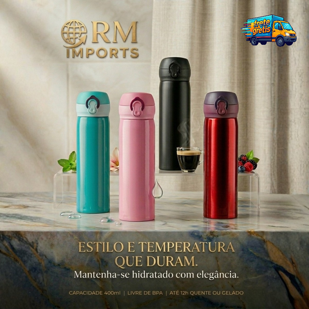 Garrafa Térmica Squeeze Inox Quente E Frio Vaccuum Água Portatil 400ml Premium em Oferta na Shopee