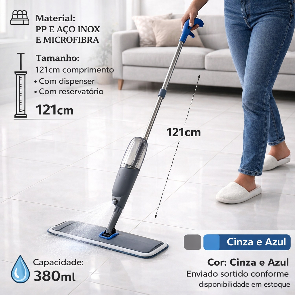 ✨ Mop Spray Mágico | Rodo Mop com Reservatório e Pulverizador | Limpeza Rápida para Casa | Fácil de Usar 🧼