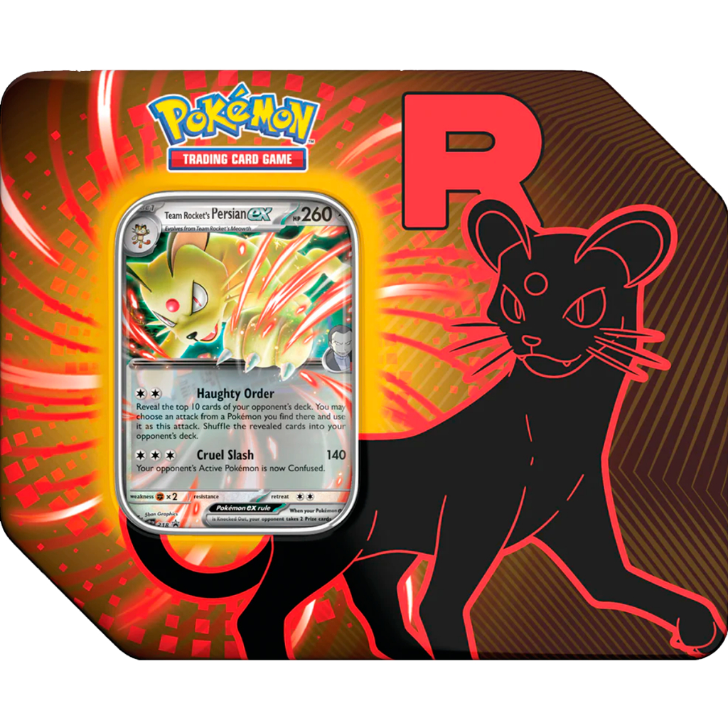 Pokemon TCG Lata Team Rocket Tin Persian Ex Booster Cartas Inglês