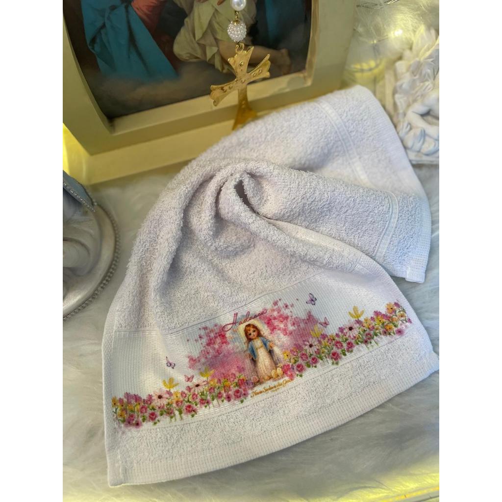 Toalhinha de Mão/boca Nossa Senhora das Graças Personalizada com Nome Arte Católica