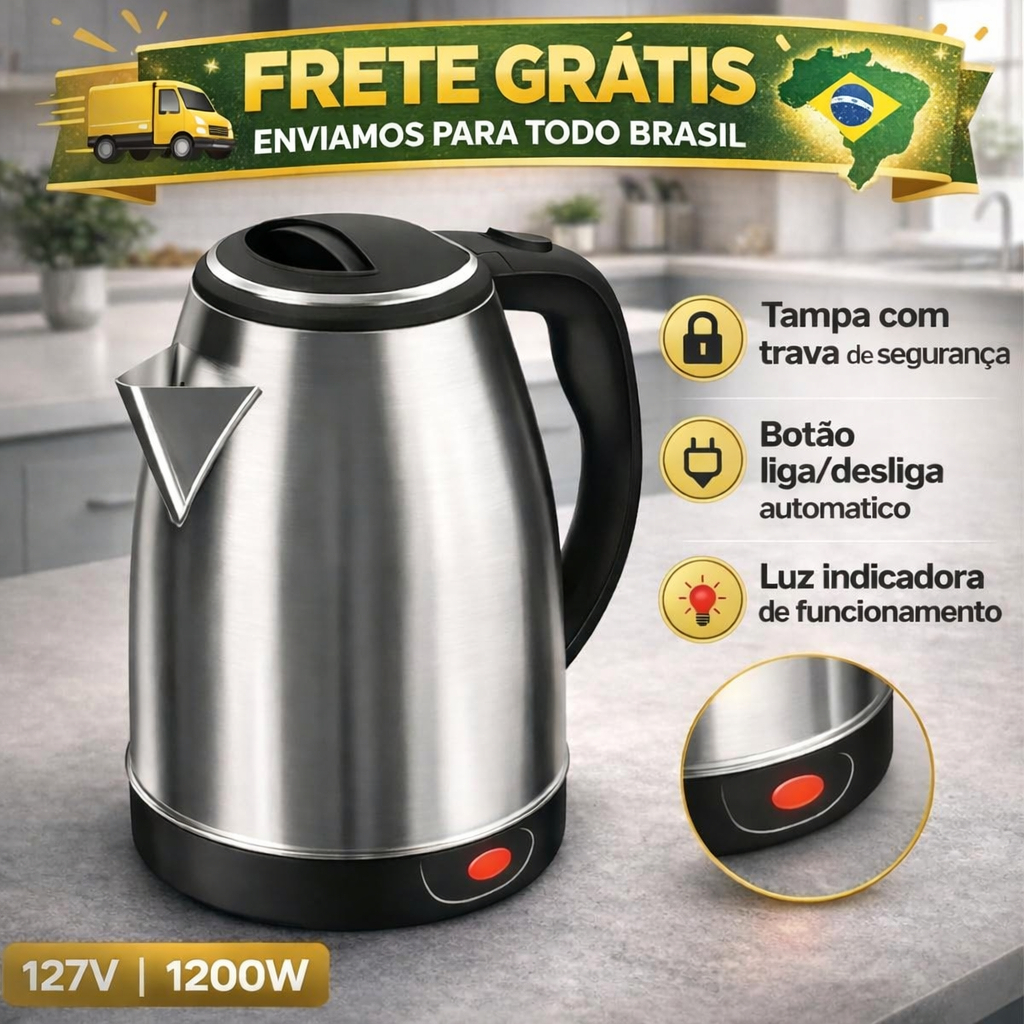 Chaleira Elétrica Atacama 1800 Litros Prateado Aço Inox  127 v Unitermi 1200 Desligamento Automático