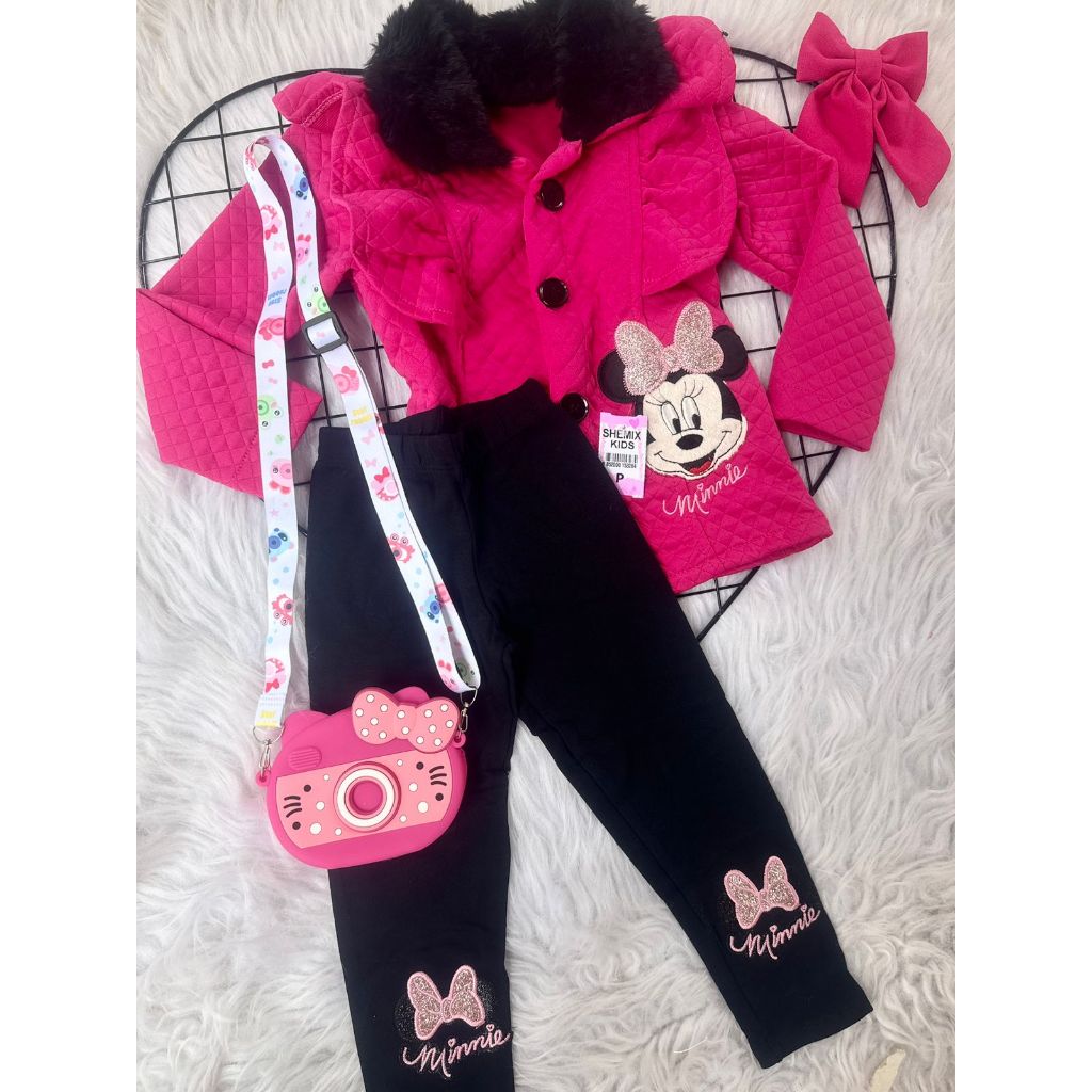 Conjunto infantil minnie menina blogueirinha 2 peças inverno frio