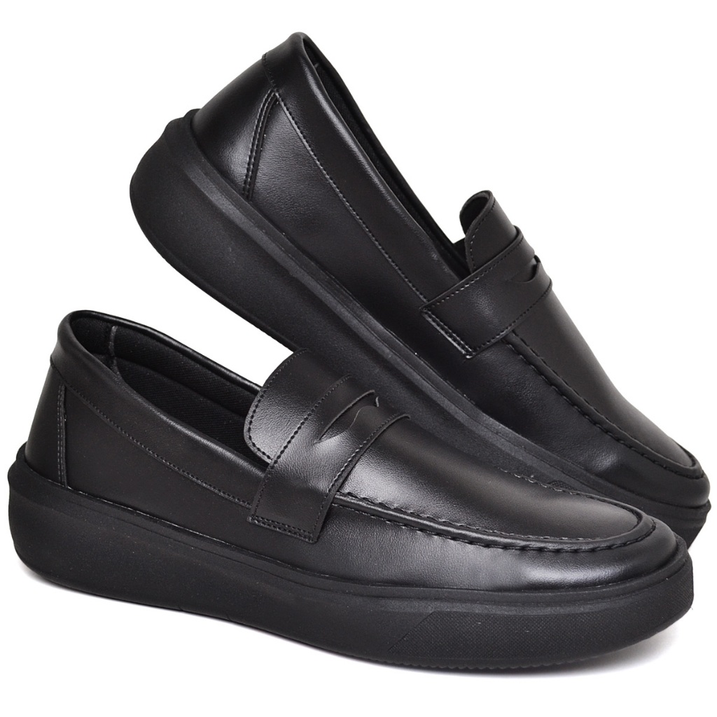 Sapato Mocassim Masculino Loafer Preto Branco Cinza Bege Confortável Casual Sola Alta Sapatenis Pai
