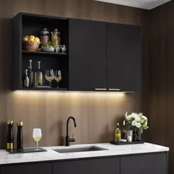 Armário Suspenso Cozinha 90cm 2 Portas Nichos Moderno Organizador Lavanderia