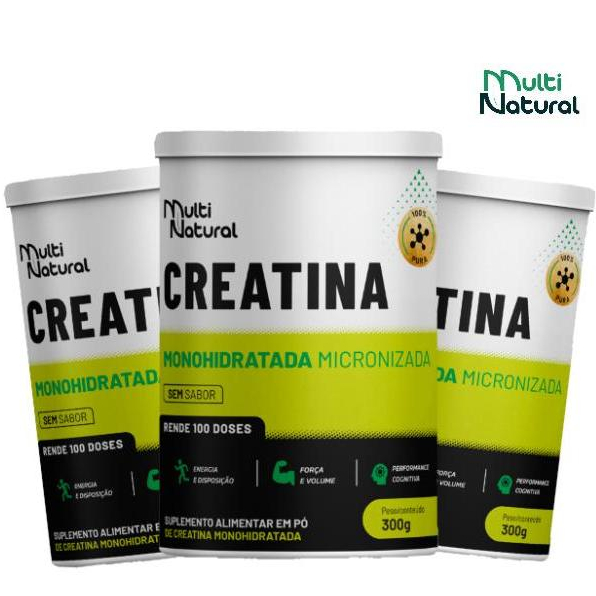 Kit 3x Creatina Creatine 300gr Creatina 100% Pura Micronizada - Multi Natural