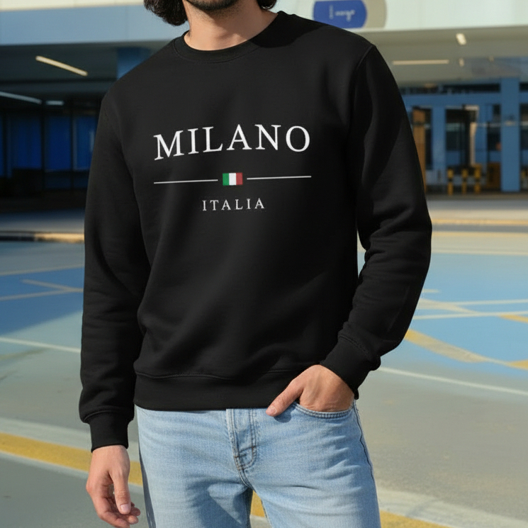 Moletom Careca Milano Italia Gola Redonda Casaco Masculino Feminino Inverno Blusa De Frio Flanelado