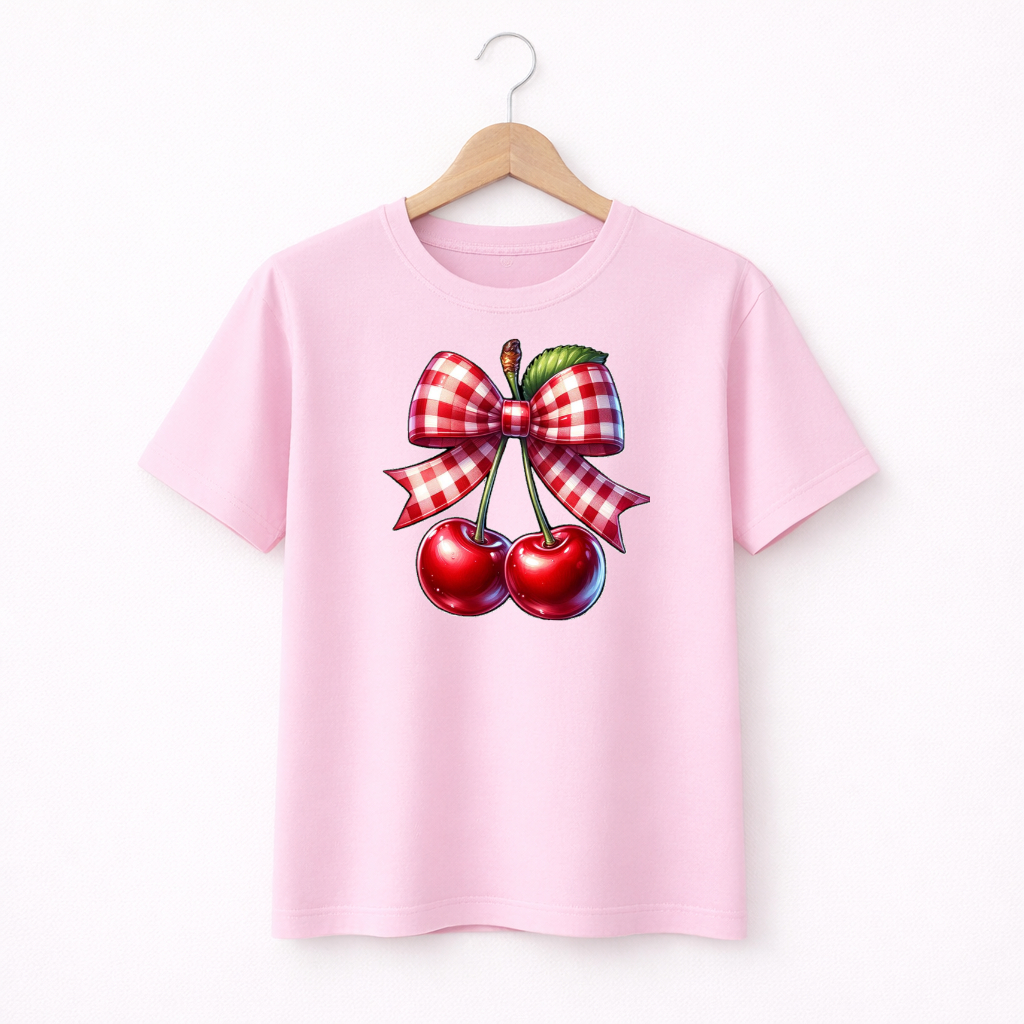 Camisa  Infantil feminina moda  100%Algodão Menina Cereja Estampa Premium Blusinha