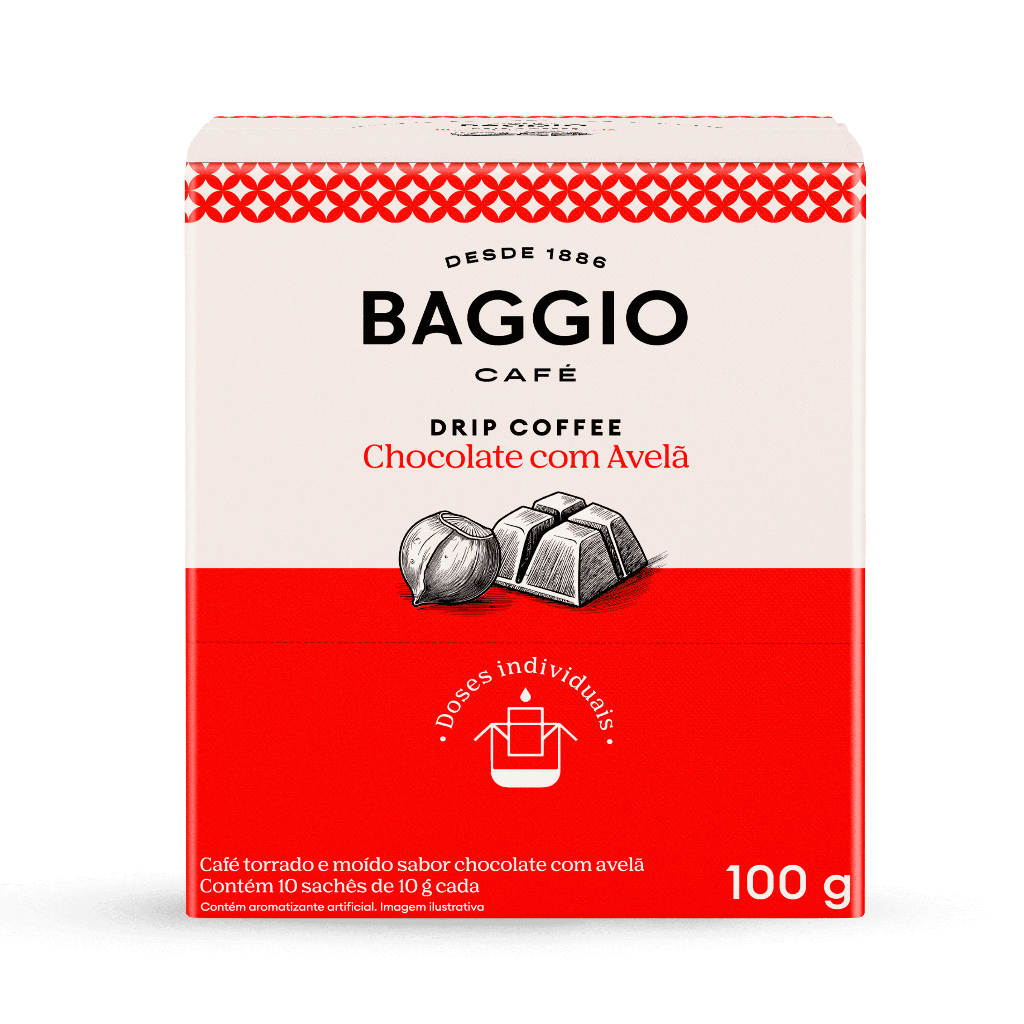 Baggio Drip Coffee Aroma Chocolate Avelã - Caixa com 10 Sachês 10g
