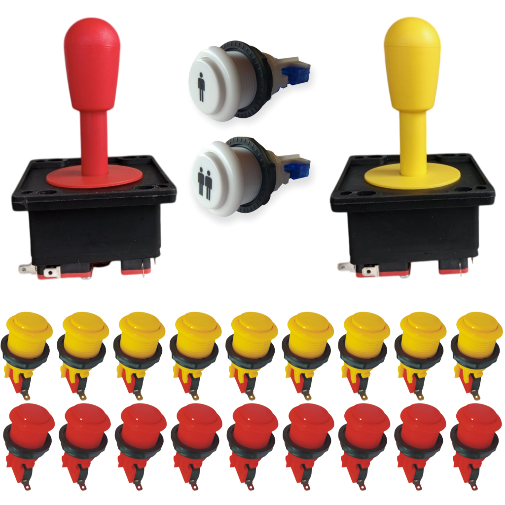 Kit Fliperama Arcade Aegir 20 Botões Arcade Nylon C/ Micros + 2 Comandos Completos