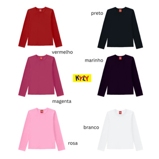 Blusa infantil menina manga longa em cotton Kyly 4/8  206210 em Oferta na Shopee