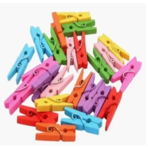 Kit 30 Mini Pregadores Madeira - Coloridos