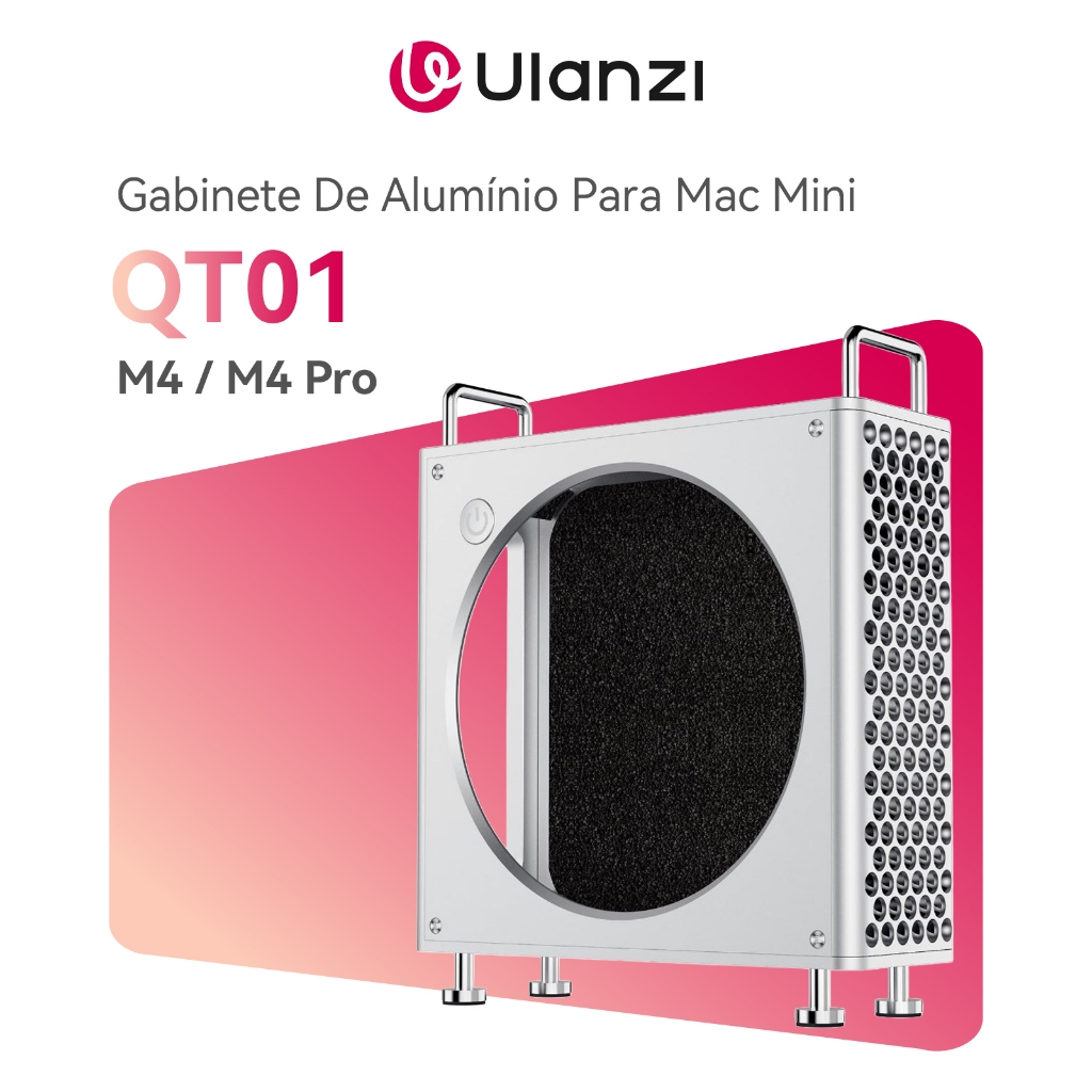 ULANZI QT01 Gabinete De Alumínio Para Mac Mini M4 / M4 Pro Case De Proteção E Es