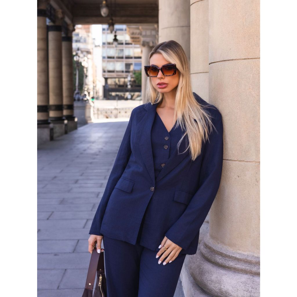 Blazer em Linho Misto – Elegância e Versatilidade em Oferta na Shopee