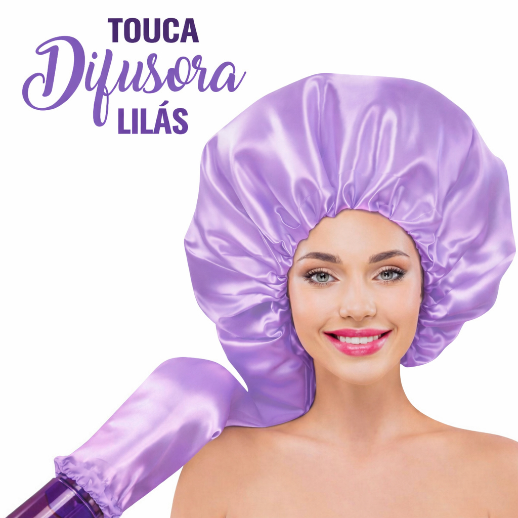 Touca Difusora Cetim Anti Frizz Cabelo Dupla Face Lilás Secador Cachos Universal Secagem Rápida em Oferta na Shopee