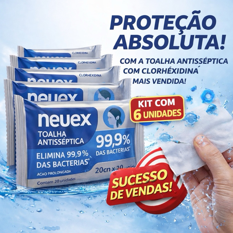 Kit 6 e 12 pacotes  | Toalha Antissépticas | uso Viagem ,Fora de Casa | Clorexidina ação prolongada |uso sem Água em Oferta na Shopee