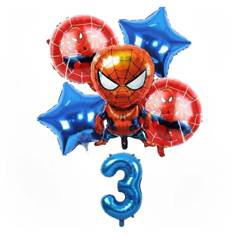 Kit c/ 5/6/7 Balão Homem Aranha Metalizado Aniversário/Festa Decoração Número com 75 cm