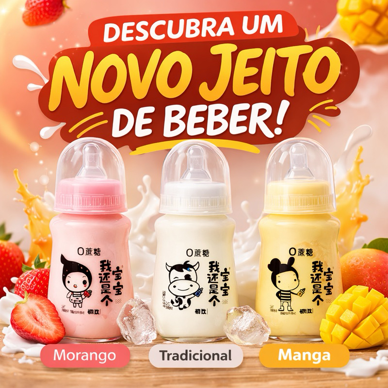 Mamadeira Iogurte Importado sabor Tradicional Banana Morango 280mL