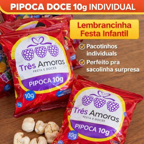 Pipoquinha Doce Com 15/20/30/40/50 Unidades 10g /Pacotinho Individual | Lembrancinha Festa Infantil