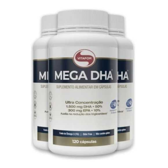 Ômega 3 Vitafor Mega DHA 1500mg Kit 3 Frascos 120 Cápsulas em Oferta na Shopee