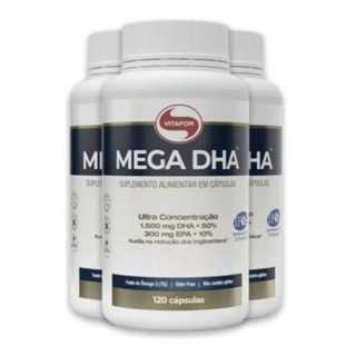 Ômega 3 Vitafor Mega DHA 1500mg Kit 3 Frascos 120 Cápsulas em Oferta na Shopee