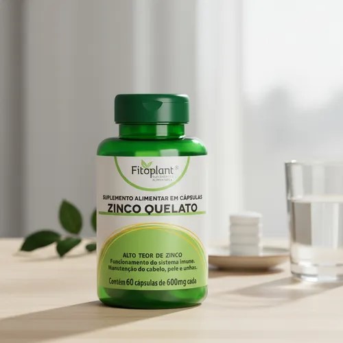 ZINCO QUELATO 600mg 60caps fitoplant suplementos alimentares