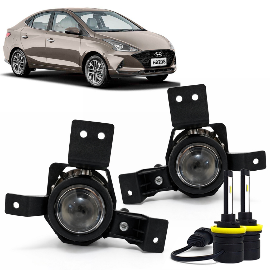 Par Farol Milha Neblina HB20 2020 2021 2022 Lente Acrílico Com Led Nano