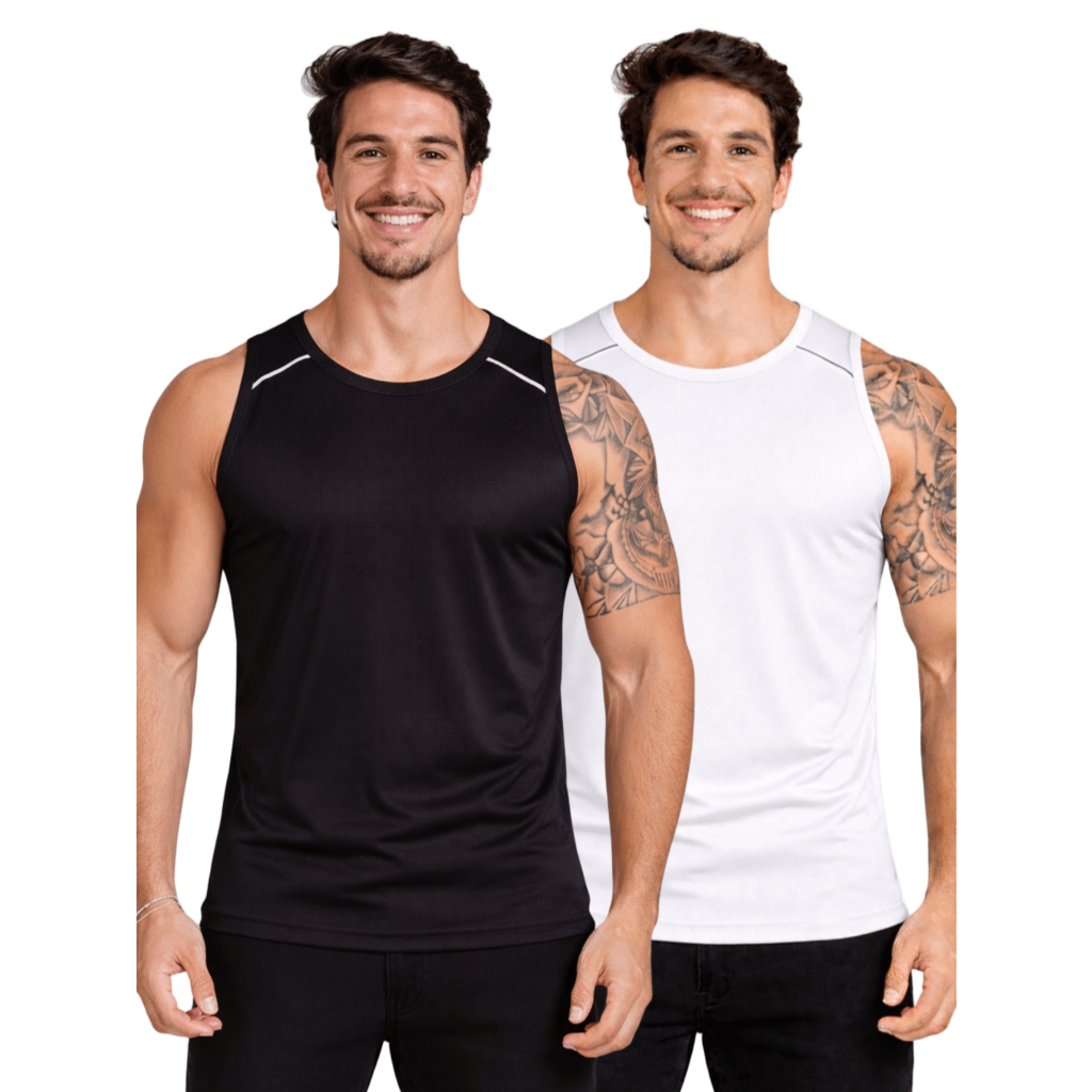 Kit 2 Camisa Dry Fit Regatas Masculina Alta Qualidade Slim Esportiva em Oferta na Shopee