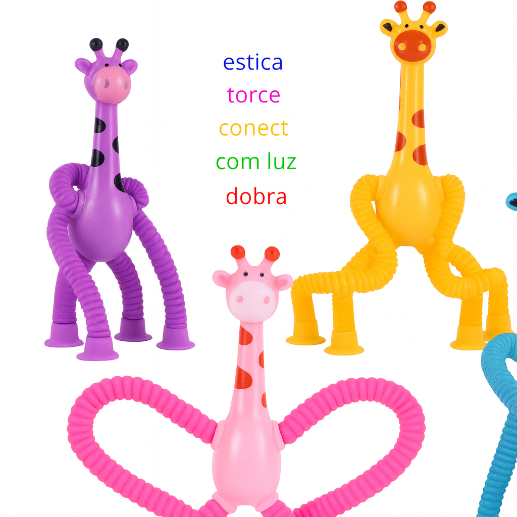 Girafas Estica E Gruda Brinquedo Infantil Pop Tube Ventosa Acende Luz Led Flexíveis Para Crianças em Oferta na Shopee