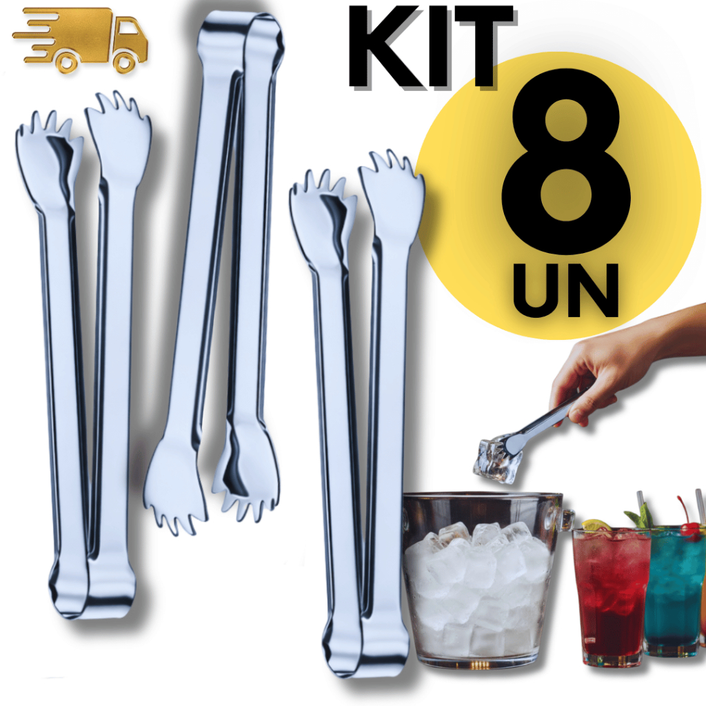 Kit 10 Pegador de Gelo Aço Inox para Bar Restaurante Evento Multiuso Utilidades Pegadores