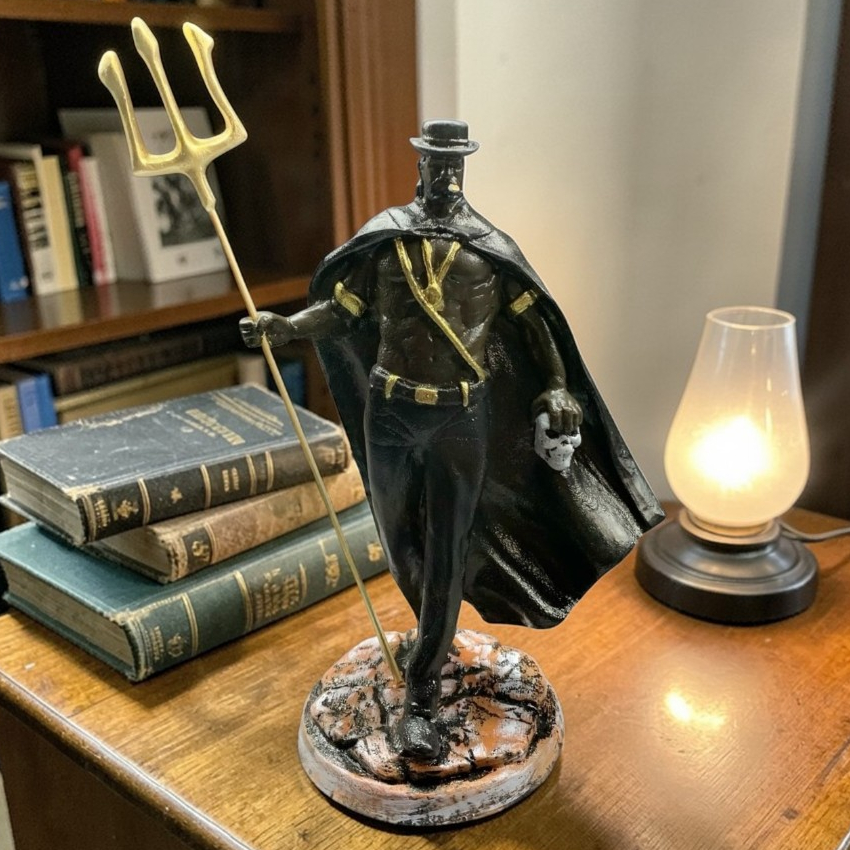 Imagem Exu em Resina Artesanal para Altar Umbanda Trinca-Ferro em Oferta na Shopee