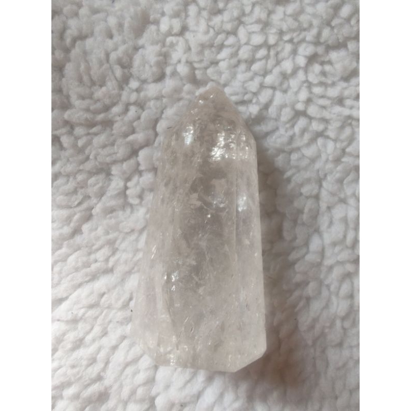 Ponta de cristal branco Príncipe com inclusões, Arco íris, Raibon,coleção,com  175 Gr,09 cm comprimento, 04 cm largura.