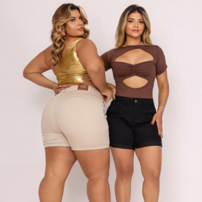 Bermuda Alfaiataria Feminina Cintura Alta Elastano Slim ao Plus Size 38 ao 58