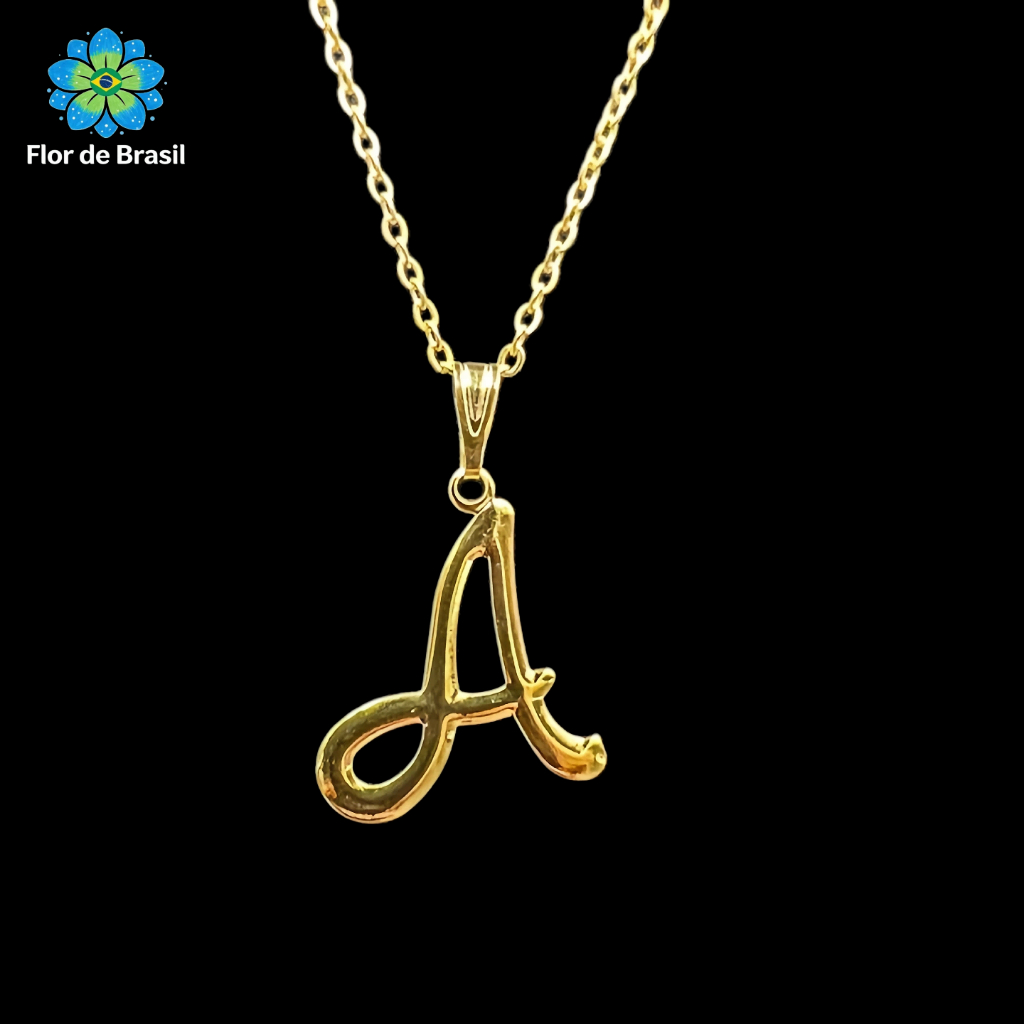 Colar com 26 letras, dourado,Folheados