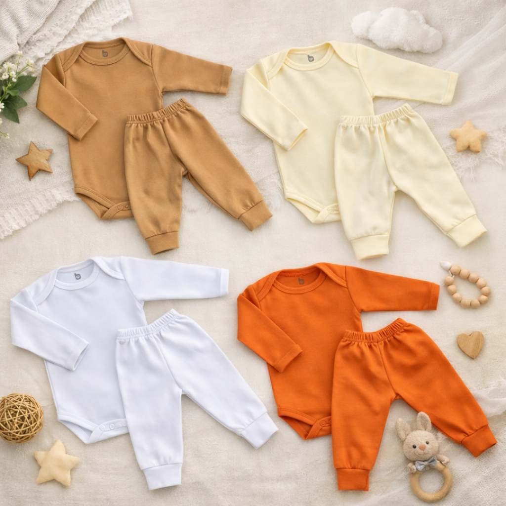 Conjunto de Bebê  Infantil Liso Body e Calça 100% Algodão.