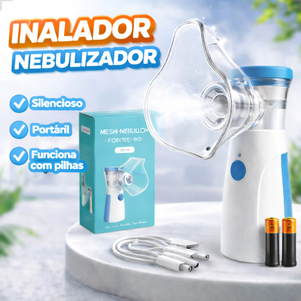 Nebulizador Inalador Portátil Silencioso A Pilha Usb Bivolt Mesh Pilha Promoção Desconto
